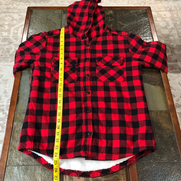 Boston Traders Shacket Women’s S Button Up Buffalo Plaid Sherpa Lined Hoodie - Picture 13 of 15